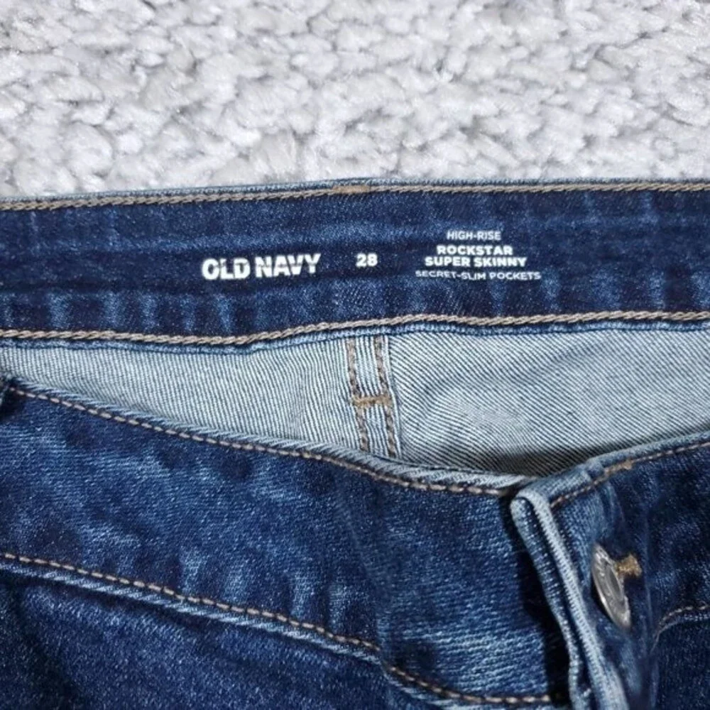 Old Navy High Rise Rockstar Super Skinny Secret Slim Pockets Plus Size 28 Frayed